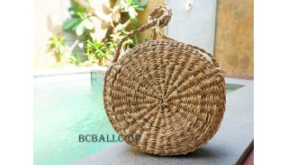 Straw Bags Circle Long Handle Natural Handmade